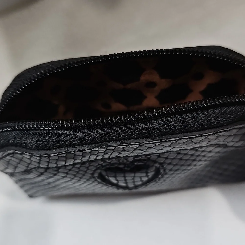 Brighton Black Leather Python Snakeskin Mini Wallet Coin Purse - Picture 6 of 7